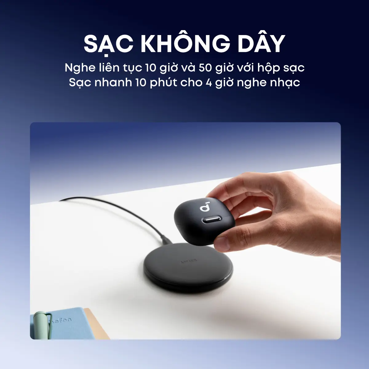 Tai nghe bluetooth chống ồn Soundcore Liberty 4NC | Chống ồn ANC 50 giờ phát nhạc | Dịch thuật AI trên App| Sạc nhanh- Tai nghe không dây- Tai nghe bluetooth pin trâu-Bảo hành 18 tháng- Hàng chính hãng | BigBuy360 - bigbuy360.vn