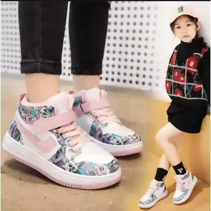COD Sepatu Sneakers Anak Perempuan Sepatu Motif Dodle Terbaru Sepatu Sekolah Kekinian 1