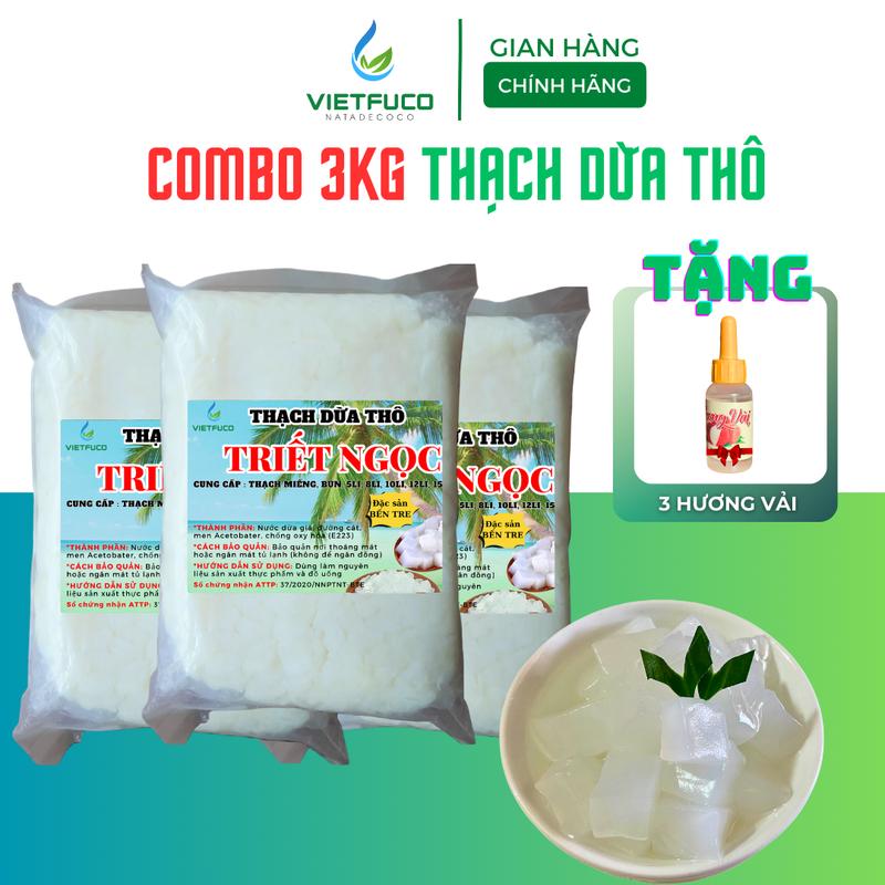 Combo 3KG Thạch dừa thô khô Triết Ngọc - Nguyên liệu Topping tặng hương