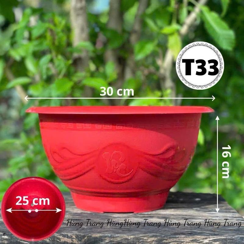  5 cái chậu nhựa trồng cây T33   miệng 30cm x 16cm   màu Đỏ 