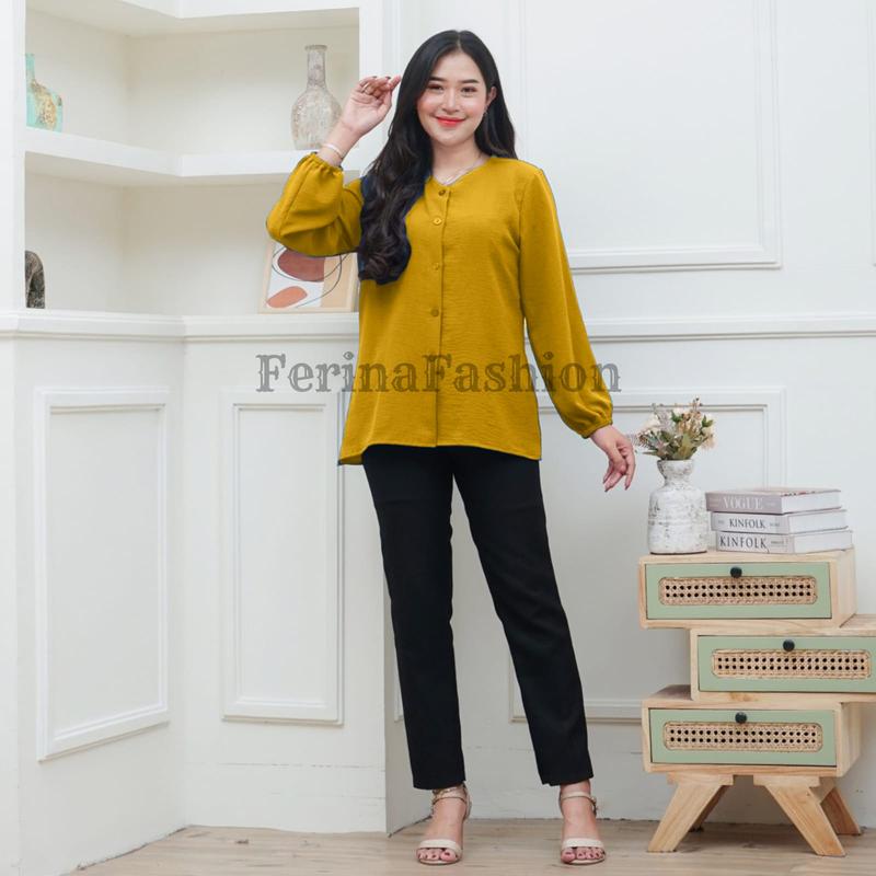 Bilenza Blouse Atasan Wanita Polos Bahan Crinkle Premium 5