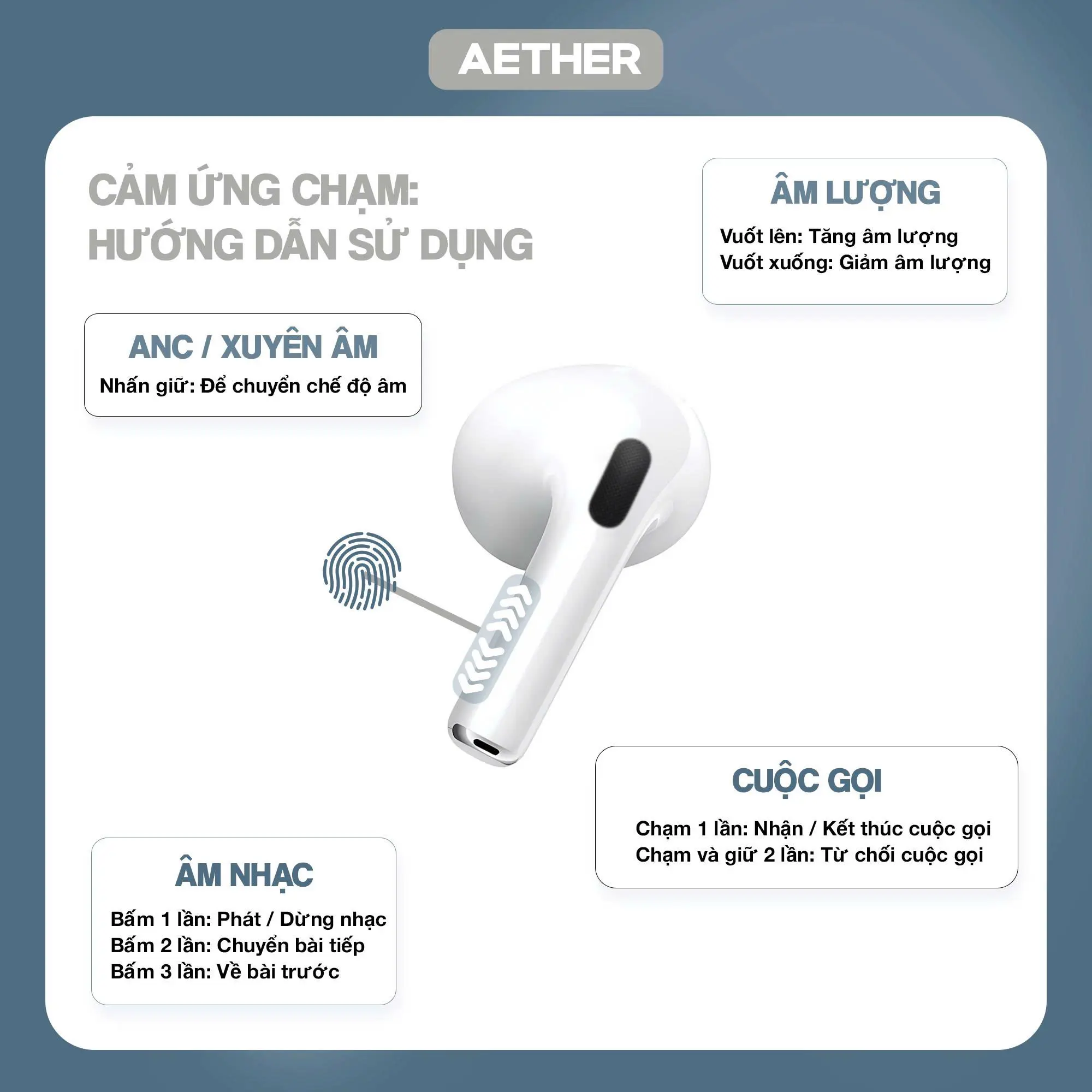 Aether Tai Nghe Bluetooth A4 ANC Aether, Tặng Ốp, Cáp Sạc, Chống Ồn, Vuốt Tăng Giảm Âm Lượng, Định Vị, Đổi Tên, Tự Động Kết Nối, Bảo Hành 6 Tháng, Pin Trâu, Nhét Tai Nghe Nhạc Earphone Bluetooth | BigBuy360 - bigbuy360.vn