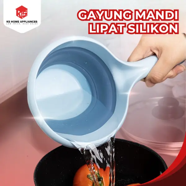 KS Gayung Mandi Lipat Wadah Air Portable Bahan Silikon