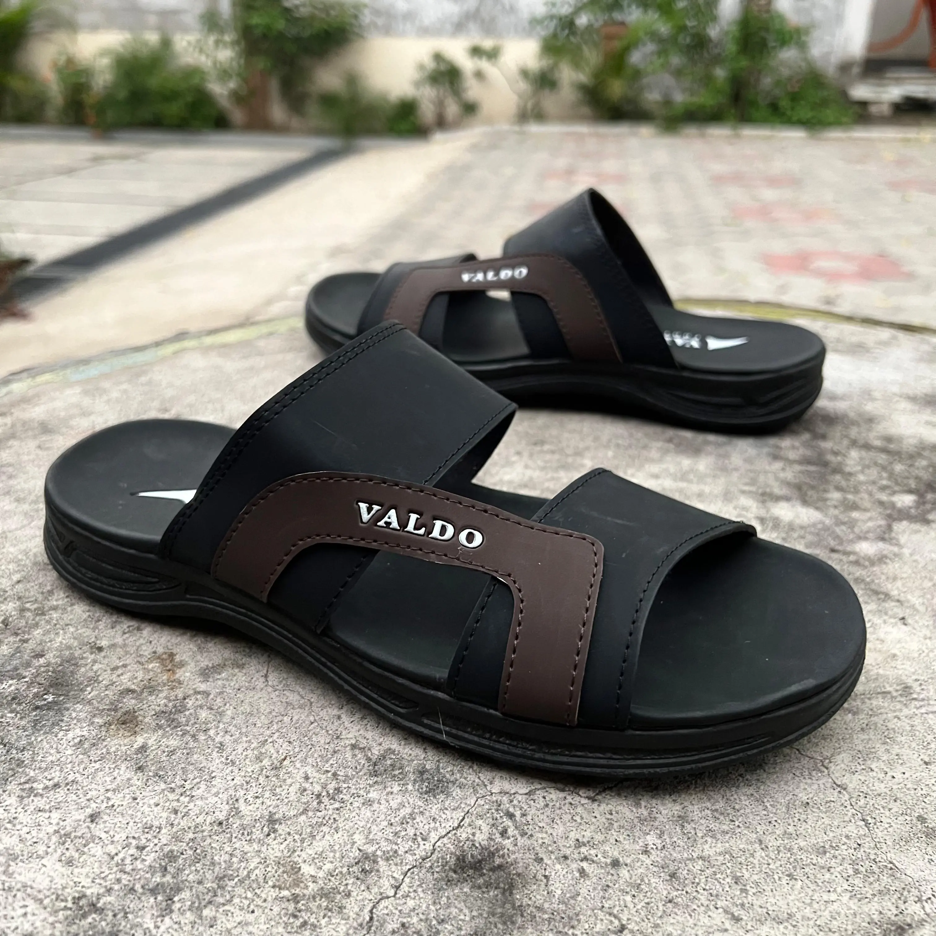 Sandal Pria Distro Casual Slop Alpha 01 Hitam mix Coklat Size 39-43 Sendal Jepit