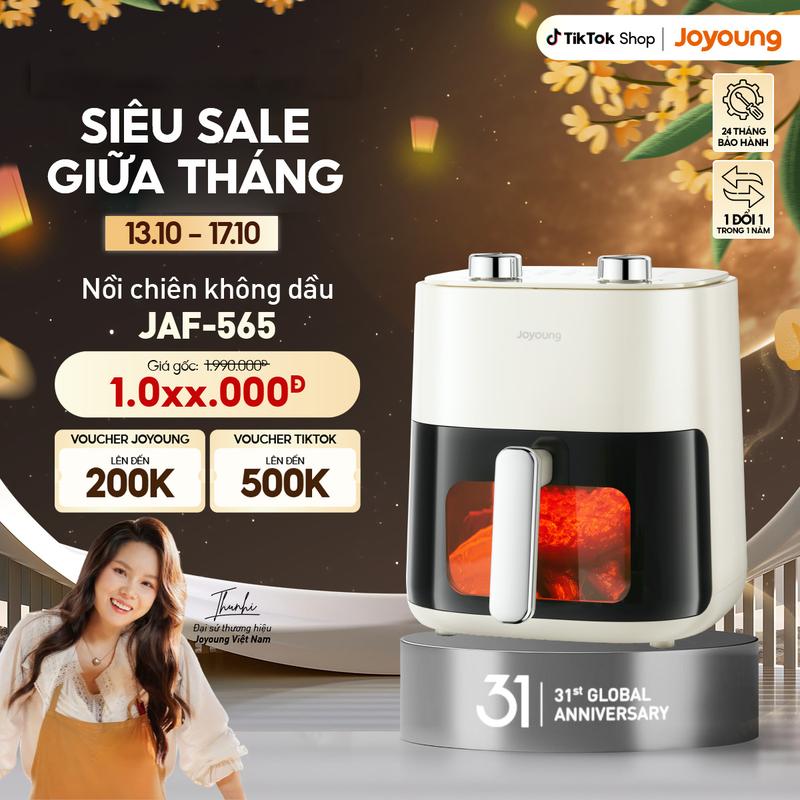 Nồi chiên không dầu 5L Joyoung JAF-565 | Công suất 1500W | Điều khiển núm xoay