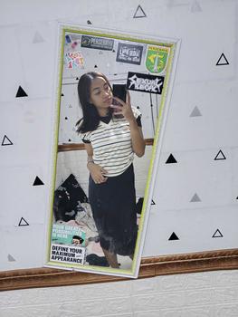 Product Review of V-NECK CROP STRIPE KERUT- Top tee Garis salur Kaos Atasan basic Katun Leher V Wanita Cotton Combed 30s Premium Lerist T-Shirt Polos Baju Pendek from C**a 0