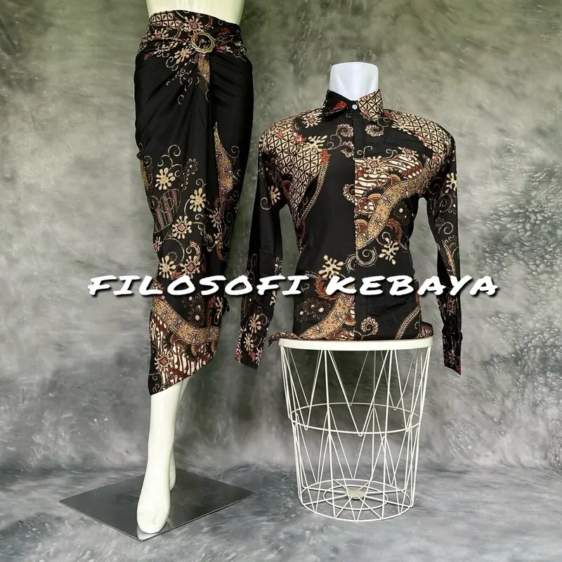FILOSOFI KEBAYA - ROK LILIT BATIK COUPLE  LENGAN PANJANG COUPLE PASANGAN part 3 Kondangan Motif Mewah Tebal Seragam 3
