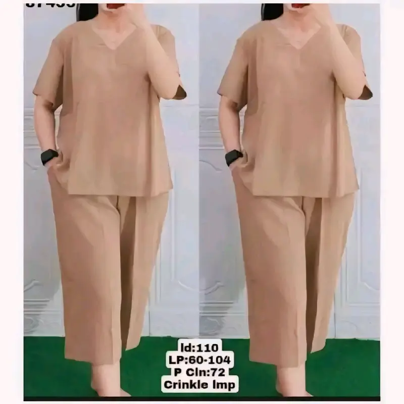 set crinkle wanita kekinian / setelan crinkle airflow viral 7/8 nyaman dipakai santai Celana karet 1