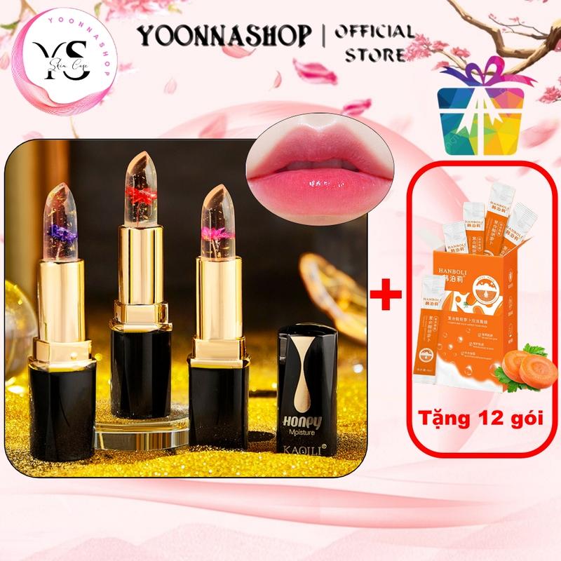 (Tặng 12 gói mặt nạ) Combo 3 Son Dưỡng Môi Dạng Thạch Trong Suốt Kaqili Son Môi Đổi Màu Lâu Trôi - Cosmetic, Mỹ Phẩm Nữ