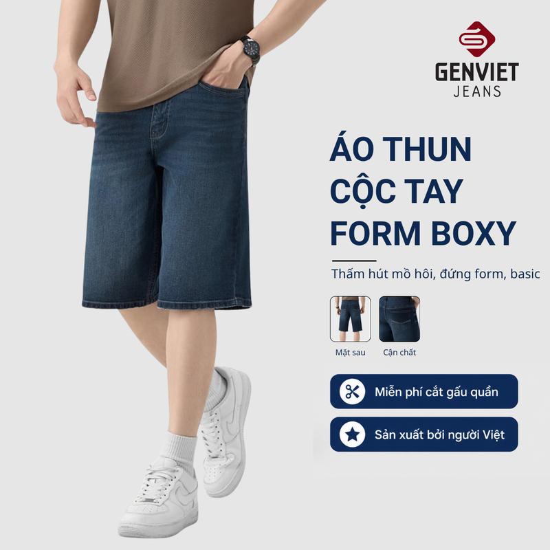 Quần ngố nam dưới gối GENVIET JEANS vải denim có wash sáng thời trang, quần…