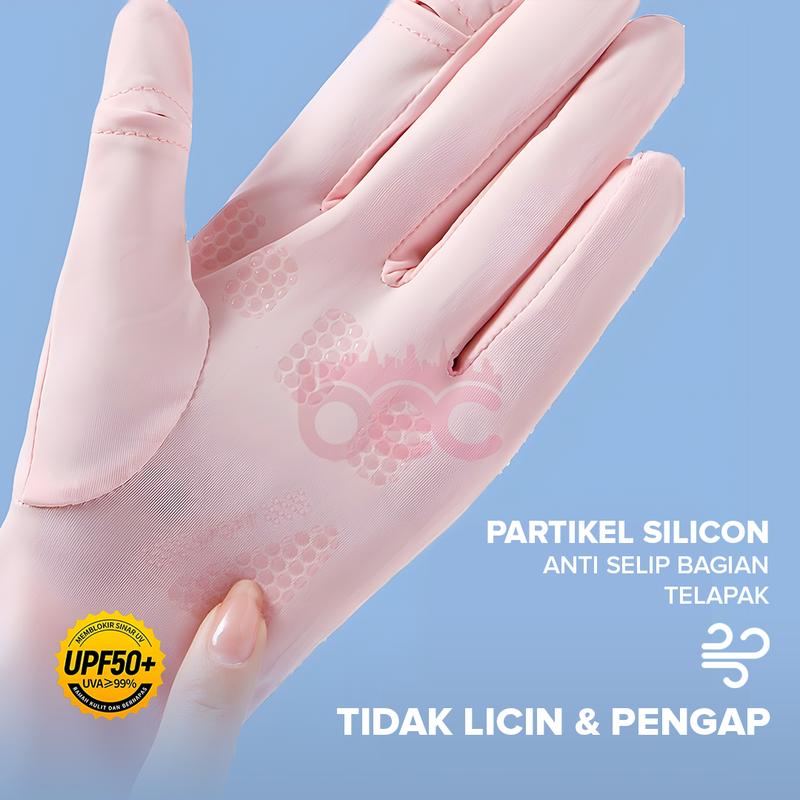 【BEC】 Sarung Tangan Anti UV Sarung Tangan Motor Wanita Kaos Tangan Panjang 28cm Kain Sutra Es Anti Selip Gloves