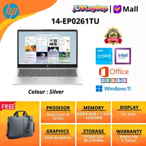 HP 14-EP0261TU Silver i3 1315U Win11 OHS (14" FHD/UMA/512GB SSD/8GB)