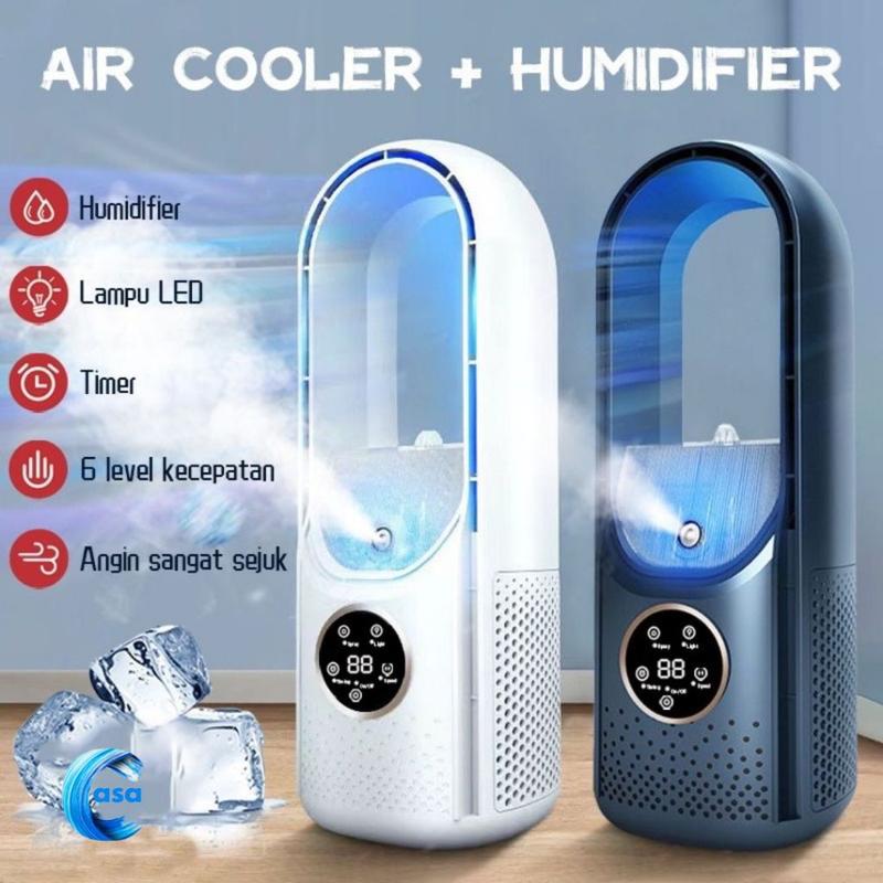 CASAO Air Cooler Fan AC Mini Kipas Penyejuk Portabel Pendingin Ruangan Air Conditioner Humidifier Bladeless Fan dengan Lampu LED Desk Fan untuk Rumah & Kantor AC 0