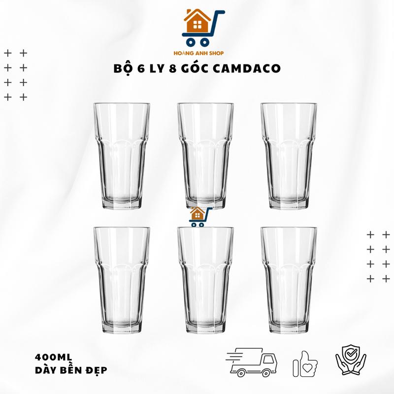  Bộ 6 Ly Thủy Tinh 8 Góc Camdaco 400ml – Ly Uống Bia Sinh Tố Cà Phê Sang Trọng Dày Bền Đẹp 
