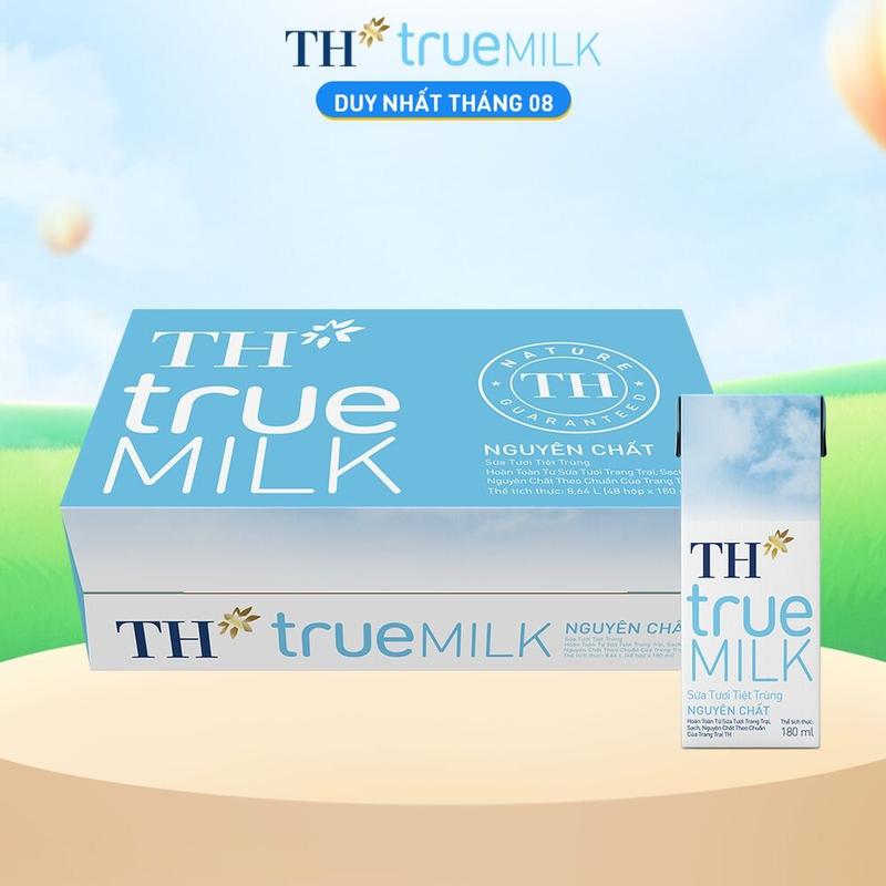 Thùng 48 hộp sữa tươi tiệt trùng nguyên chất TH True Milk 180ml (180ml x 48)