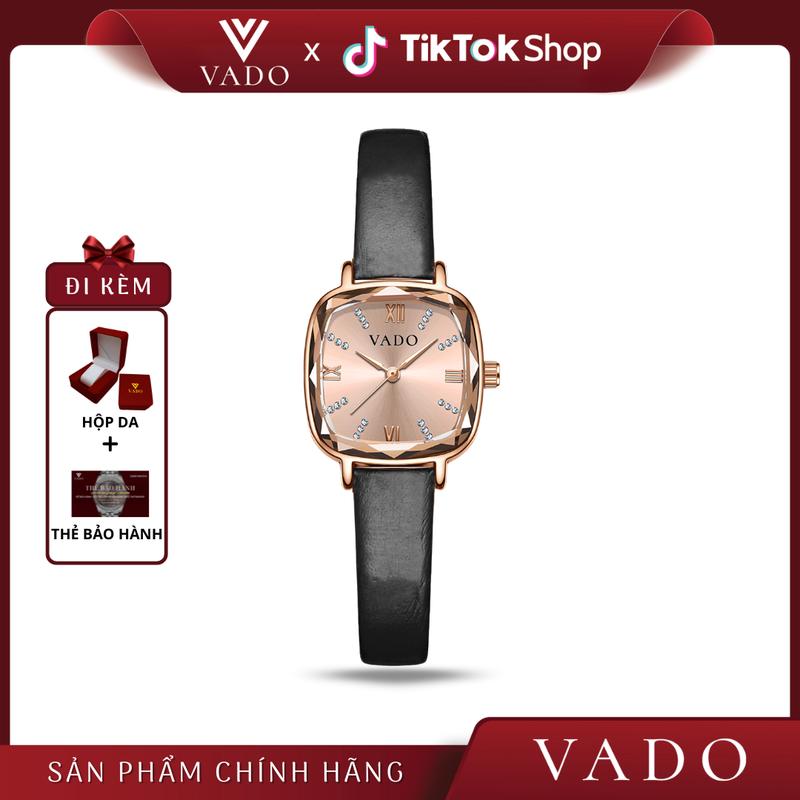 LIVE - DH7716V Đồng hồ nữ nhỏ gọn mặt vuông dây da phong cách cổ điển - DHJ7716 VADO