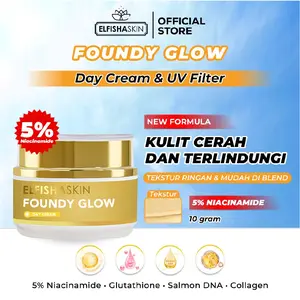[BEST SELLER] Elfisha Skin Foundy Glow Day Cream - Base Makeup Mencerahkan dan Menyamarkan Noda Hitam10g (DNA Salmon, Niacinamide, UV Filter, Collagen) Skincare Multifungsi dan Tone-Up