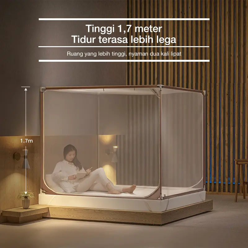 Medoga Kelambu Minimalis Simpel Anti Jatuh Anti Nyamuk Anak Bayi Dewasa Tidur Bedrail 120x200 180x200 3