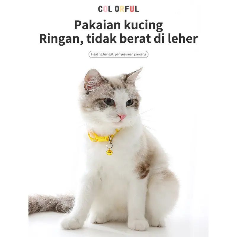 MEOWWOW Kalung Lonceng Hewan / Tali Leher Anjing Motif Tapak Kaki Adjustable / Kalung Kucing Anjing Reflektif Lonceng Pet Cat Collar Aksesori Hewan 2