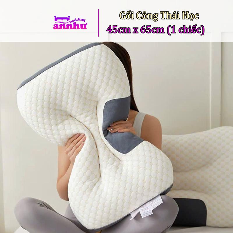 Gối Công Thái Học Ruột Bông Gòn Kháng Khuẩn An Như Bedding