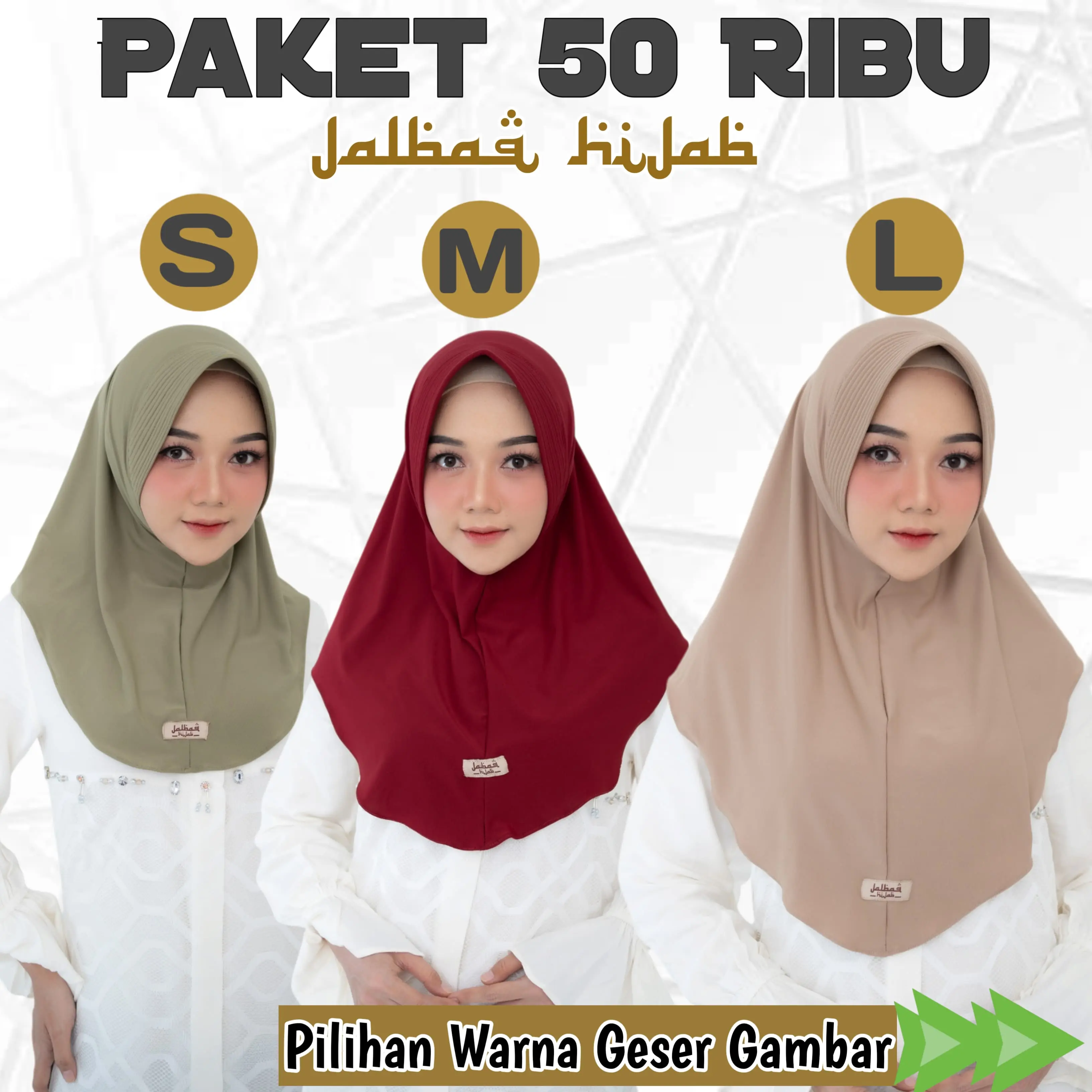 Paket Hemat Bergo Hamidah Jersey Premium Size S, M, & L. By Jalba Q Hijab
