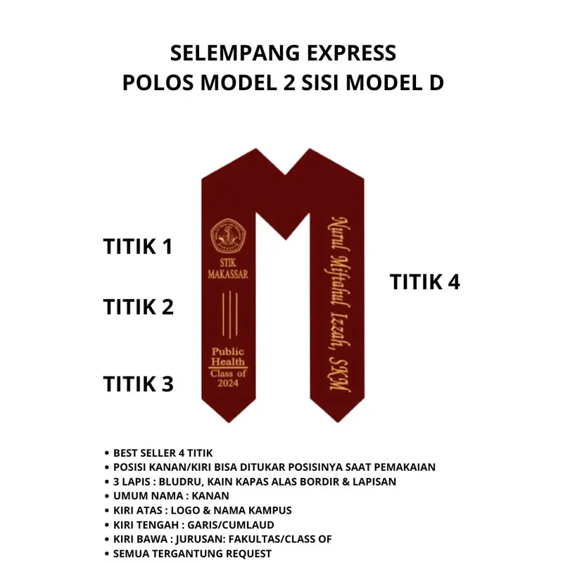 Selempang Polos Express 2 sisi 1 hari ( 3 Lapis & Free Hanger Selempang) 4