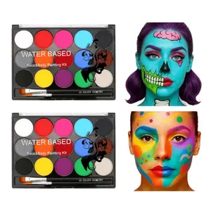 Grosir Cat Wajah / Tubuh Face Painting 12 Colors Free 2 Brush