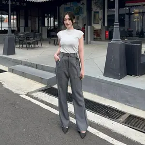 Urchoice - Gigi Cutbray Highwaist Pants / Cutbray Flare Pants Wanita - Celana Cutbray kantor Formal Anti Kusut Casual