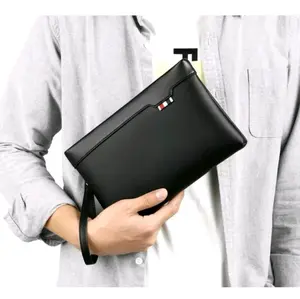 SHEDZAN Handbag Clutch Kulit PU Hitam-Brown Tas Tangan Pria Wanita Elegan & Praktis untuk Formal Non Formal Tahan Lama Mudah Dibersihkan