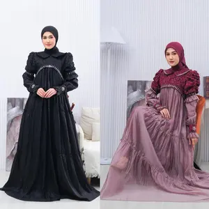 Qisti Series 16 Dress set hijab Gaun Gamis Wanita Elegan Dress jacquar dan sutra Terbaru Pakaian Mewah Nyaman dengan Desain Unik dan Menarik Baju Gamis Wanita Abaya Busana Muslim Tebal Motif Syari