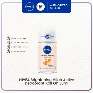 NIVEA Deodorant Roll On Hijab Active Bright & Dry 50ml ( Kemasan Baru dari Anti Bacteria 50ml ) deodorant  aman