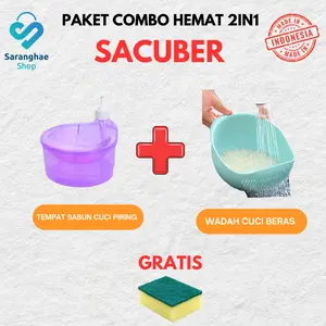 [SH] COD PAKET COMBO 2IN1 SACUBER Tempat Sabun Cuci Piring Viral Unik | Wadah Tempat Cuci Beras