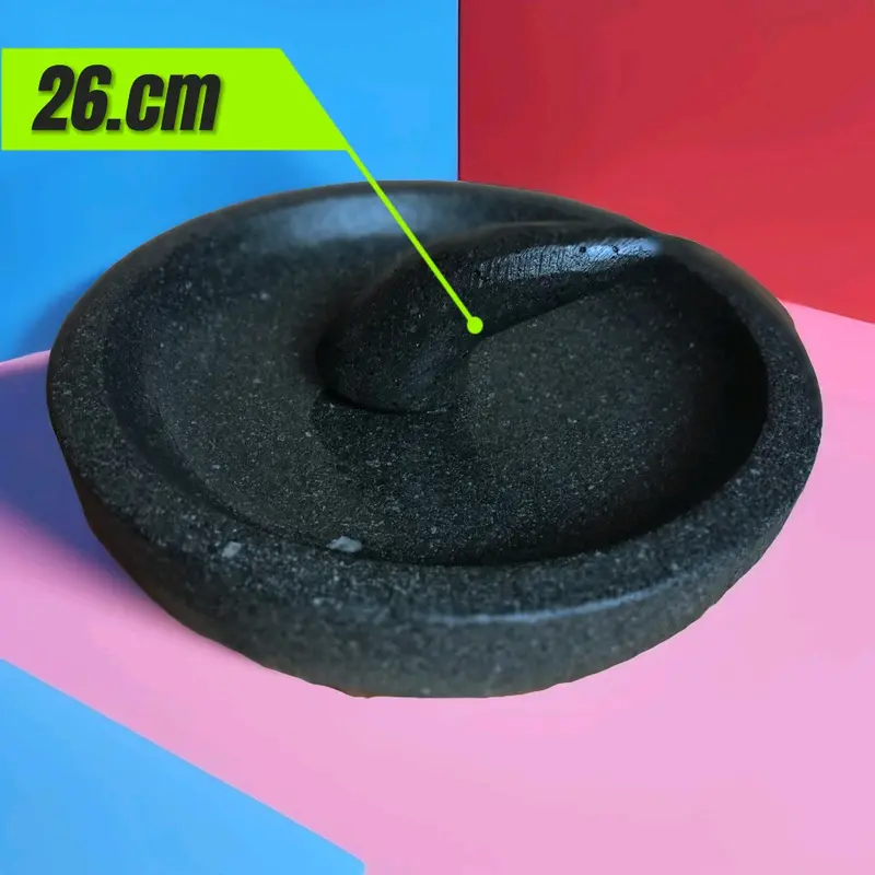 cobek bubut batu asli 26cm satu set Kitchenware gunung 2