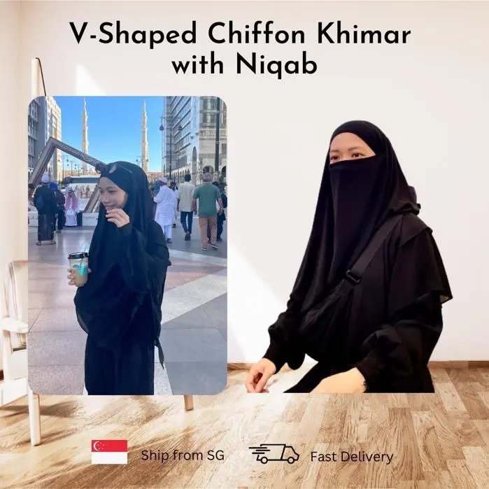 V-Shaped Chiffon Khimar + free Niqab