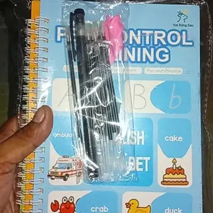 Paket 5 Buku Latihan Menulis Anak Alur Cekung untuk TK PAUD, Pen Control Training, Alfabet Inggris, Angka, Matematika, Bentuk dan Menggambar, Bisa Ditulis Berulang, Termasuk 1 Pena dan 10 Isi Ulang Pulpen
