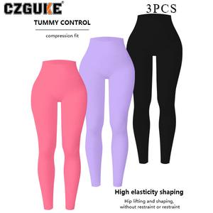 CZGUKE Pantalones de yoga sin costuras de tiro alto, leggings de fitness con realce de glúteos y control abdominal, para correr, ropa deportiva femenina, conjunto de tres pzas para verano, otoño e invierno
