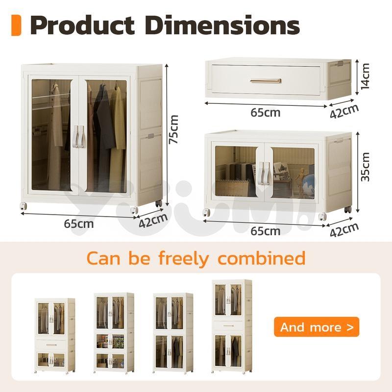 Product Introduction of Yuumi 65cm transparent luxury large capacity almari baju budak wardrobe clothes plastik cabinet storage box kabinet Furniture 9
