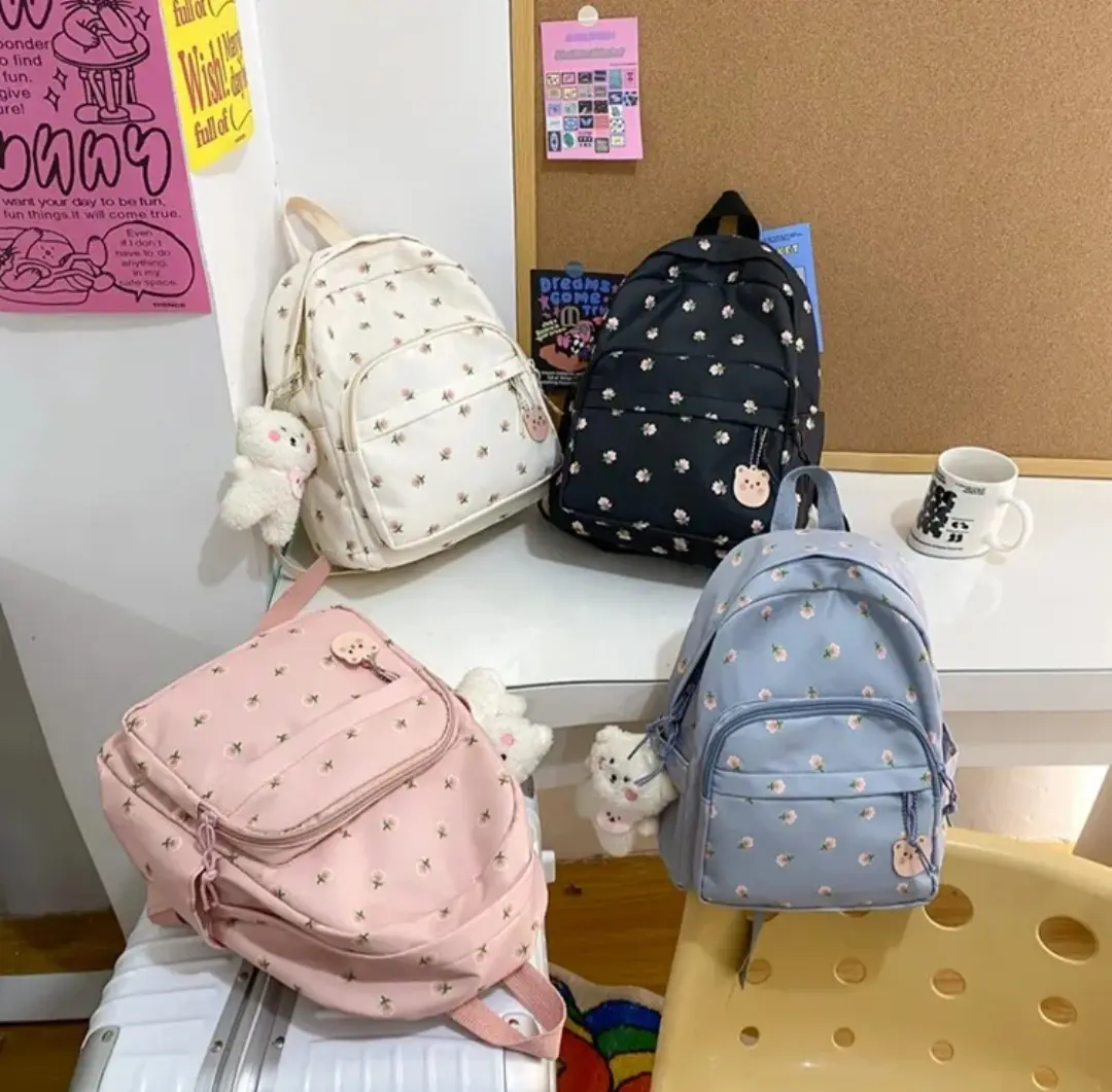 SUNN ID - Tas Ransel Sekolah Remaja Perempuan Mode Santai Motif Bunga Fashion Wanita Lucu 2026 - BAYAR DI TEMPAT(COD)
