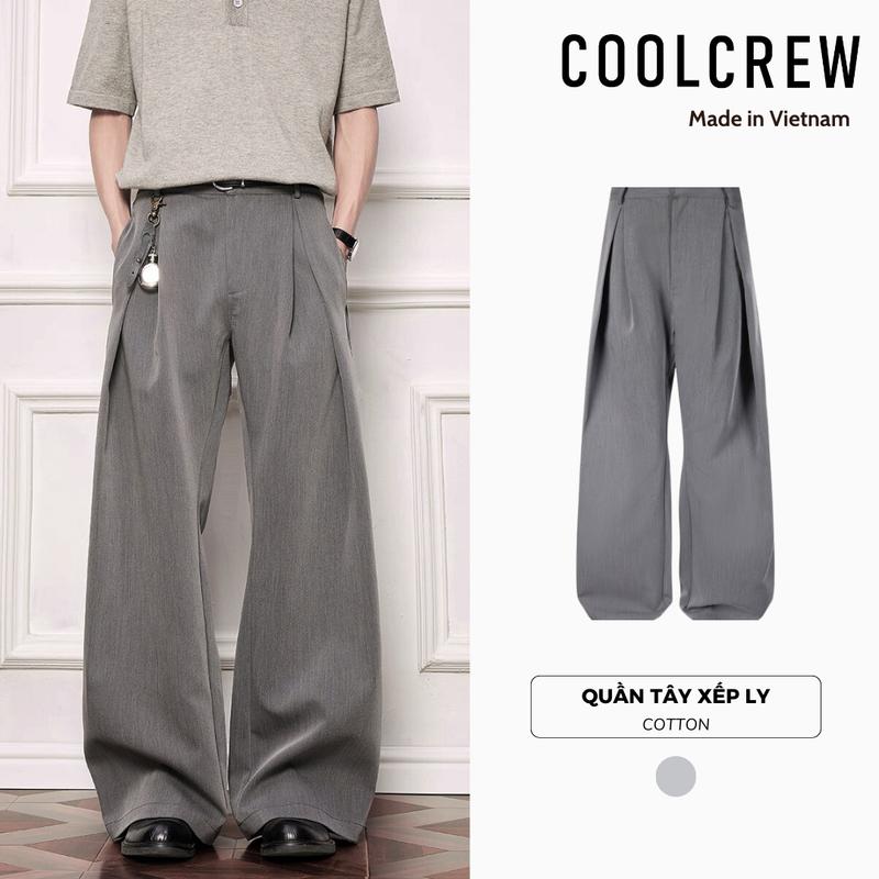 Quần Tây Xếp Ly 2025 COOLCREW Ống Rộng Phong Cách Tây Âu Nam Nữ