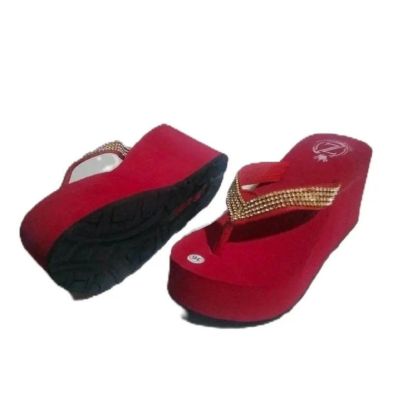 sandal wedges 8cm jepit kecil payet mutiara Wanita. 2