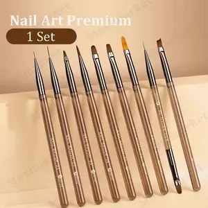 1 Set Nail Brush Premium Isi 9Pcs Japanese Style Nailart High Quality