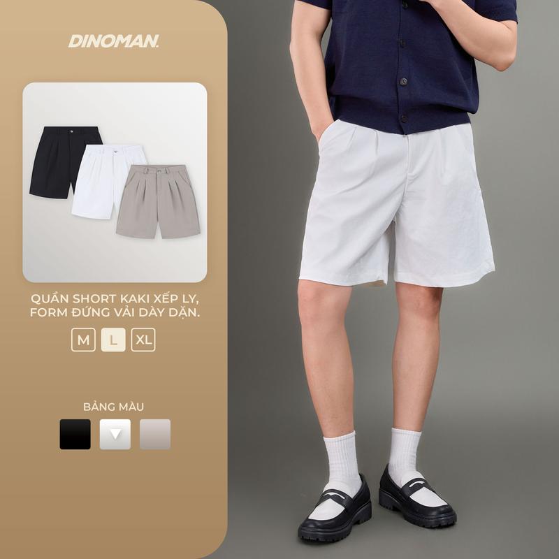 Quần Short Kaki Nam Xếp Ly DINOMAN Form Đứng Vải Dày Dặn Phong Cách Thanh Lịch Dễ Phối Đồ - QS07