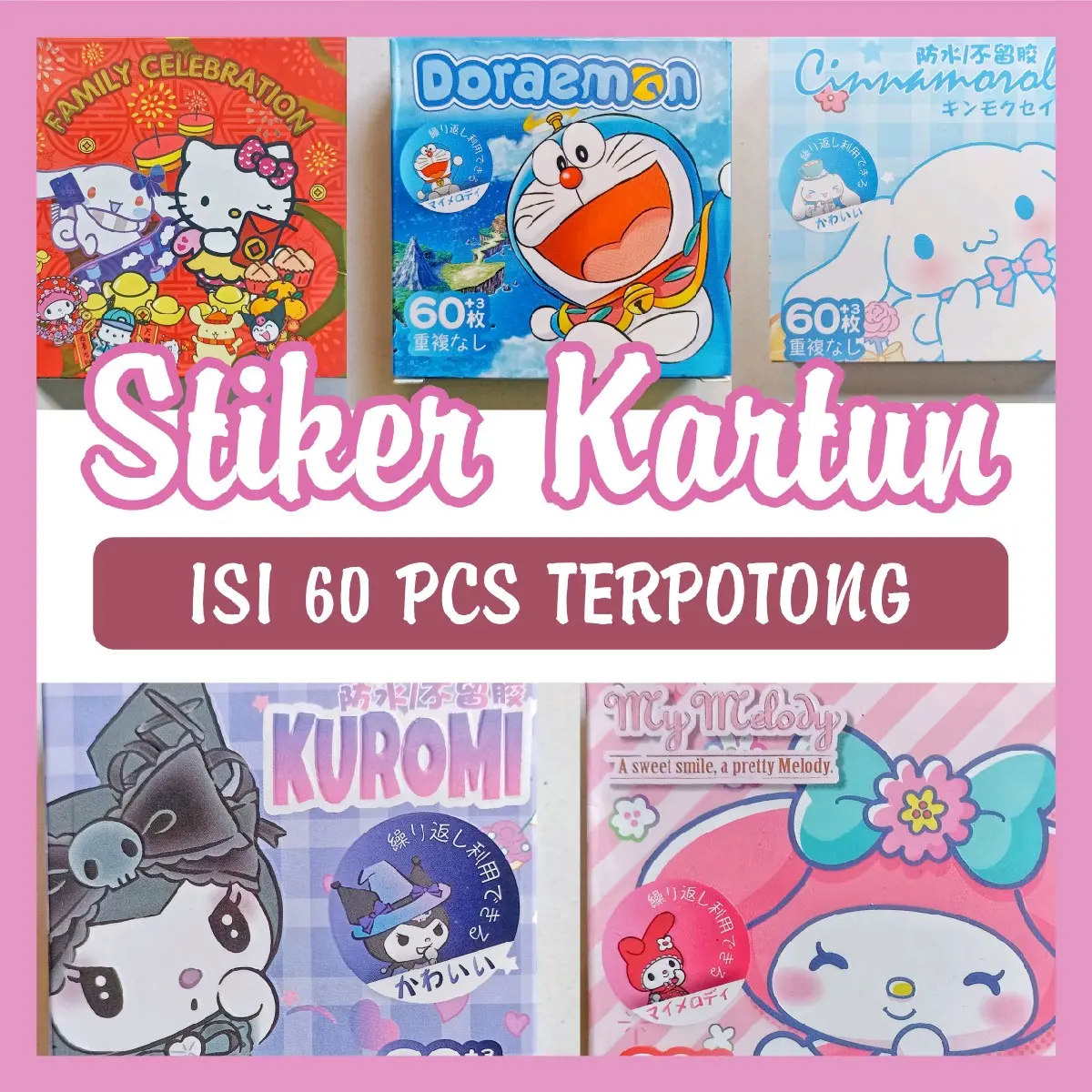 Stiker Lucu Motif Kartun Korea Aesthetic Tempelan Helm Motor Dinding Kamar Mixue Dekorasi Toko Sticker Paper