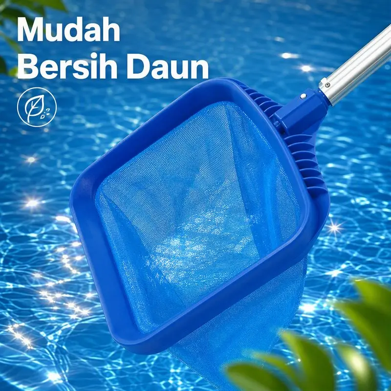 Jaring Skimmer Kolam Renang Jaring Halus Kerangka Ringan Portabel Untuk Daun Serangga Dan Serpihan Apung Cocok Kolam Dalam Dan Dangkal Sambung Tiang Teleskopik Standar Bahan PP Aluminium