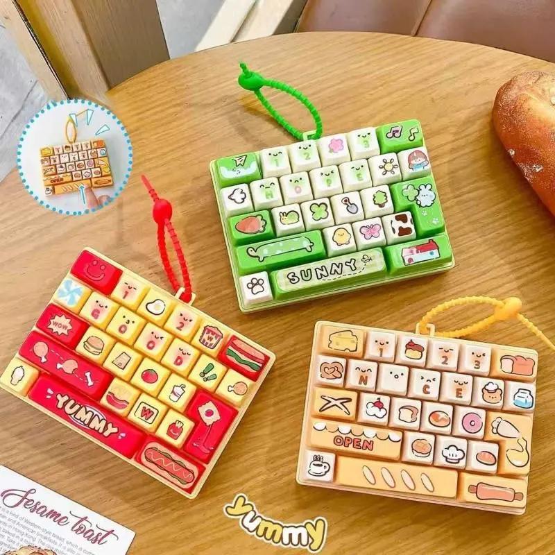 26 Nút thực phẩm theo chủ đề bàn phím Keychain Mini Giải nén Fidget Đồ chơi…