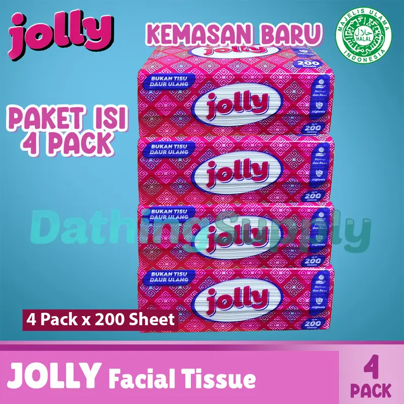 ( PAKET 4 PCS ) Tissue Jolly Facial 200 Sheet / Tisu Wajah Berkualitas Harga Terjangkau 0