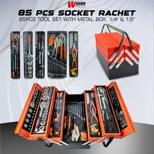 Tool Set 85 PCS Tool Kit 85pcs Kunci Sock Set Perkakas Bengkel Rumah Lengkap WOIRX TOOL