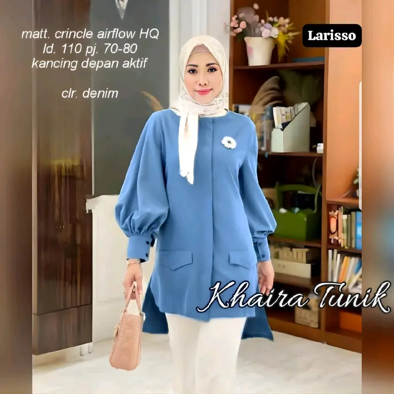 Tunik wanita crinkle airflow HQ kancing aktif / Khaira tunik 0
