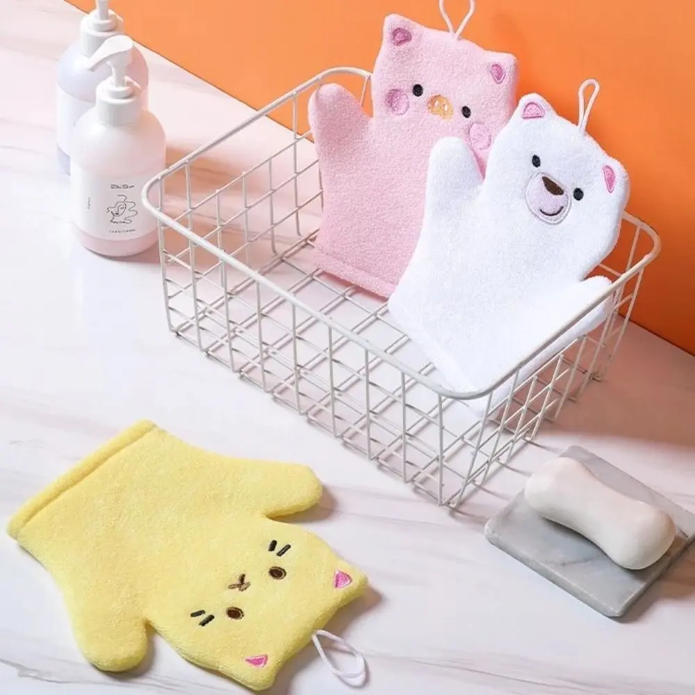 Cute Body Skin Cleaner Baby Bath Sponge Cartoon Foaming Bath Gloves Dead Skin Remover Childrens Bath Towel Kids