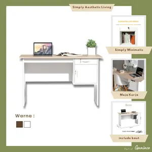 DHL Meja Kantor 120cm Include Laci Bahan Kuat dan Kokoh Warna Full White Meja Belajar